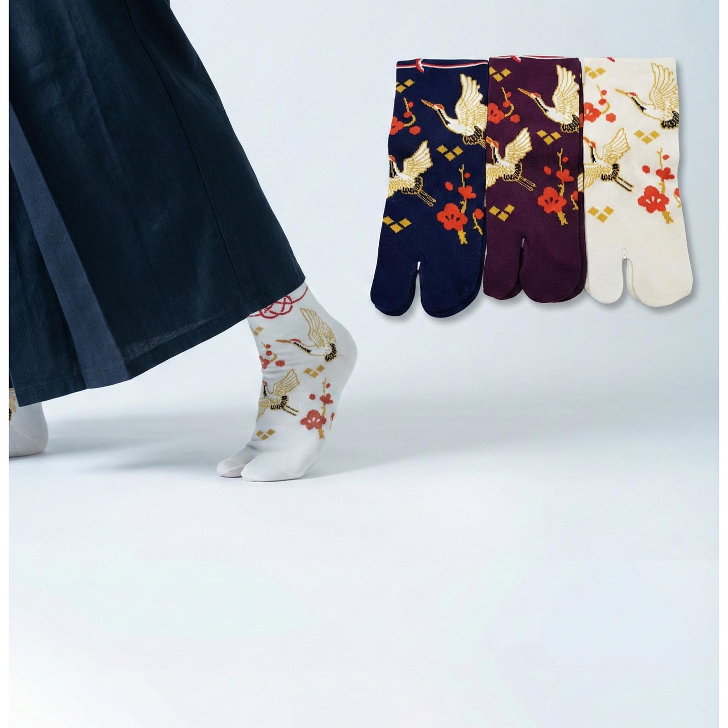 Chaussettes Japonaises Tabi  - Motif Grue Tsuru - Taille EU40-45