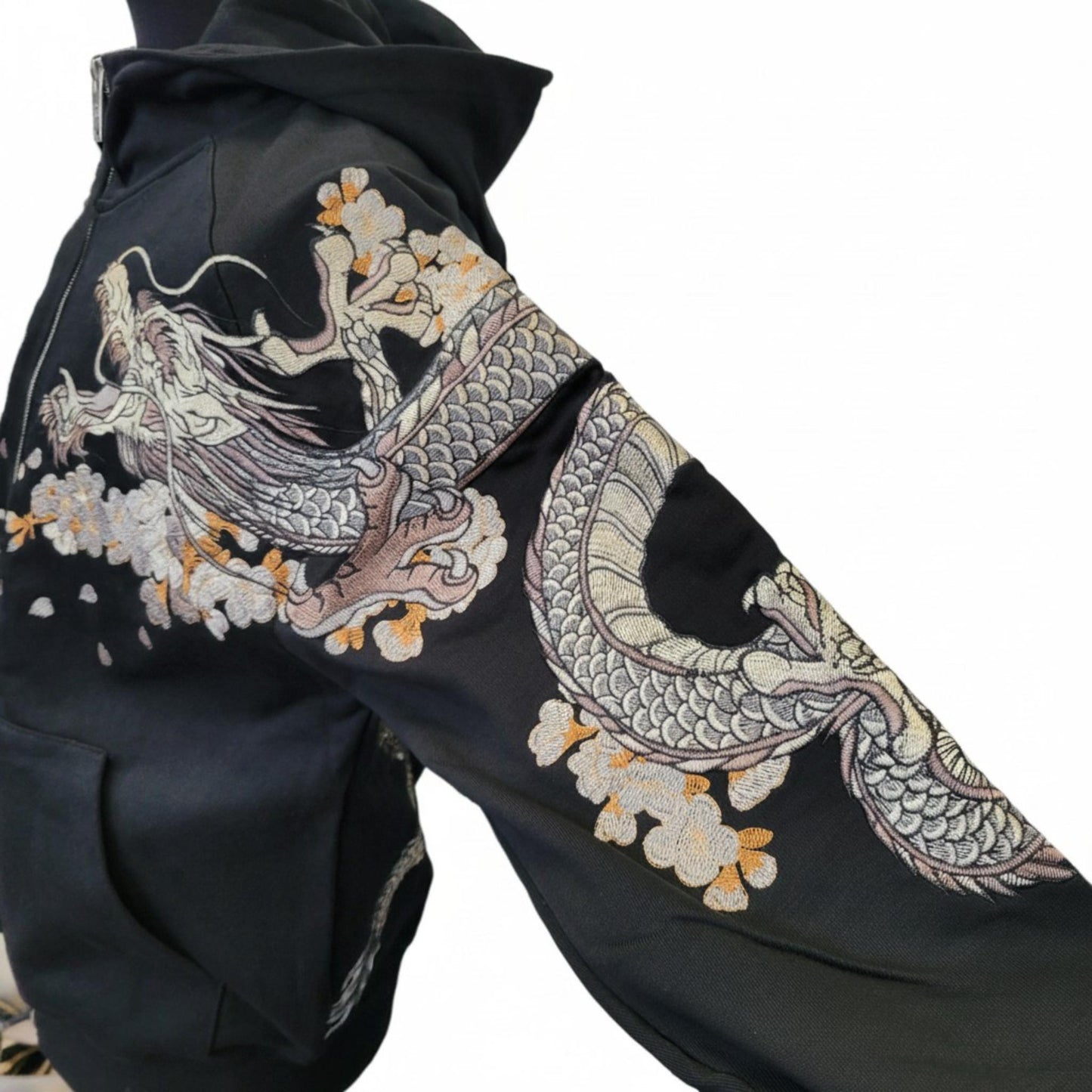 Hoodie Dragon Céleste & Lune Dorée - Confort et Style Ancestral
