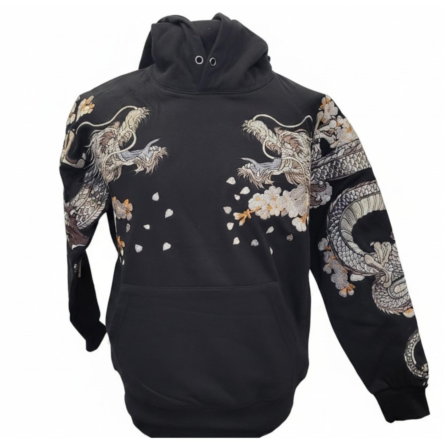 Hoodie Dragon Céleste bleu & Lune Dorée - Confort et Style Ancestral