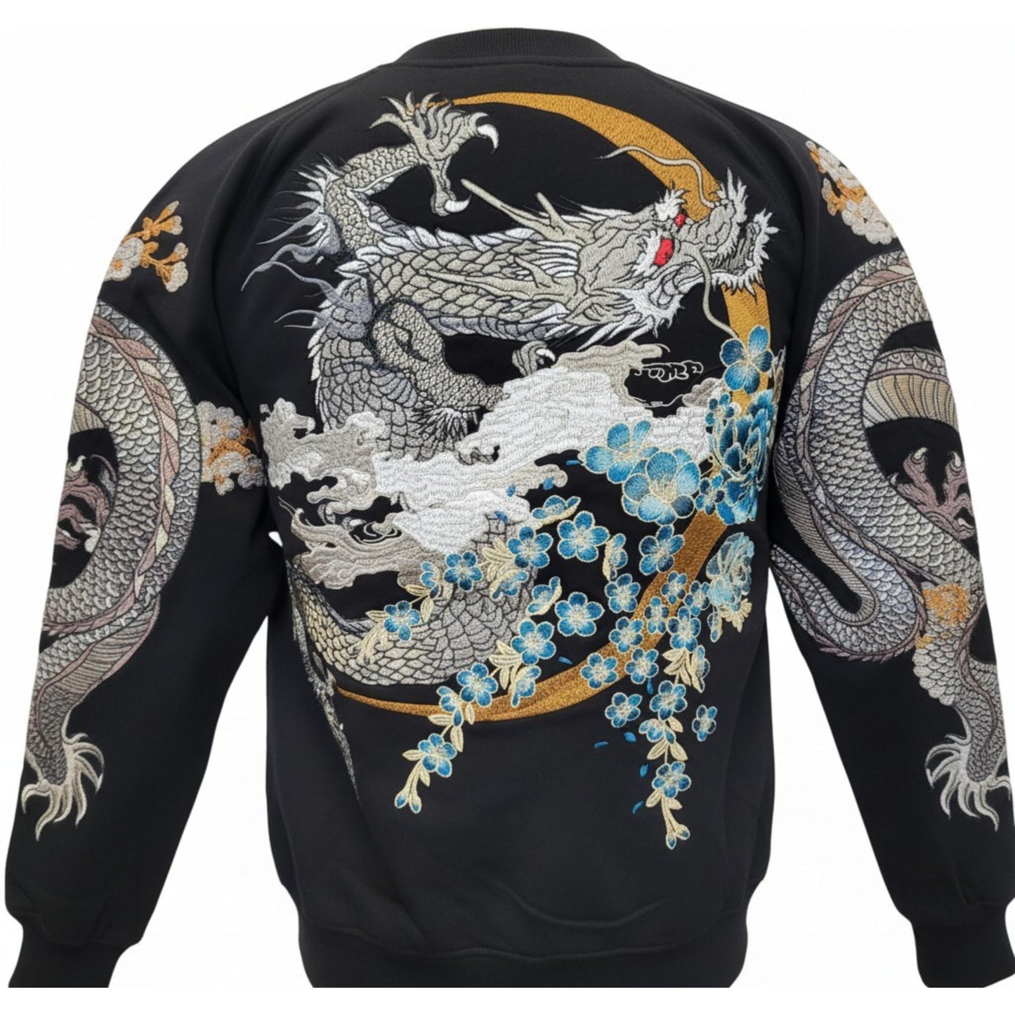 Hoodie Dragon Céleste bleu & Lune Dorée - Confort et Style Ancestral