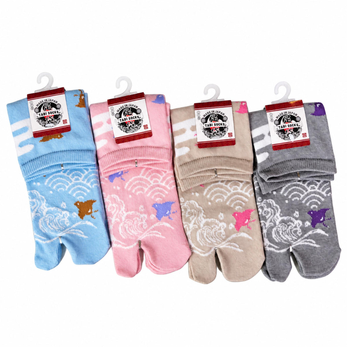 Chaussettes Japonaises Tabi - Vague et Oiseaux - Taille EU 34-40
