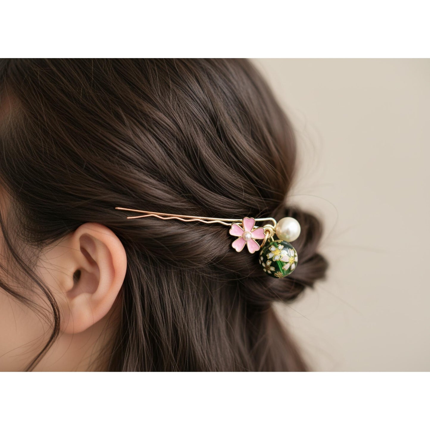 épingle à cheveux japonais - Boule de verre - 4 Couleurs