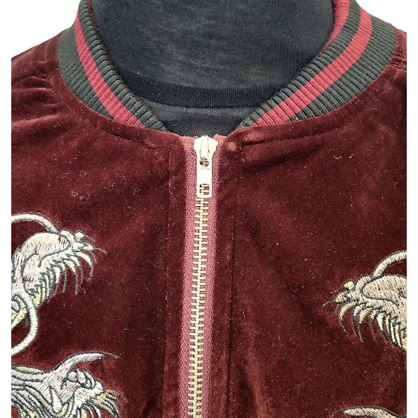 Blouson Sukajan en velours rouge - Broderie Dragon japonais