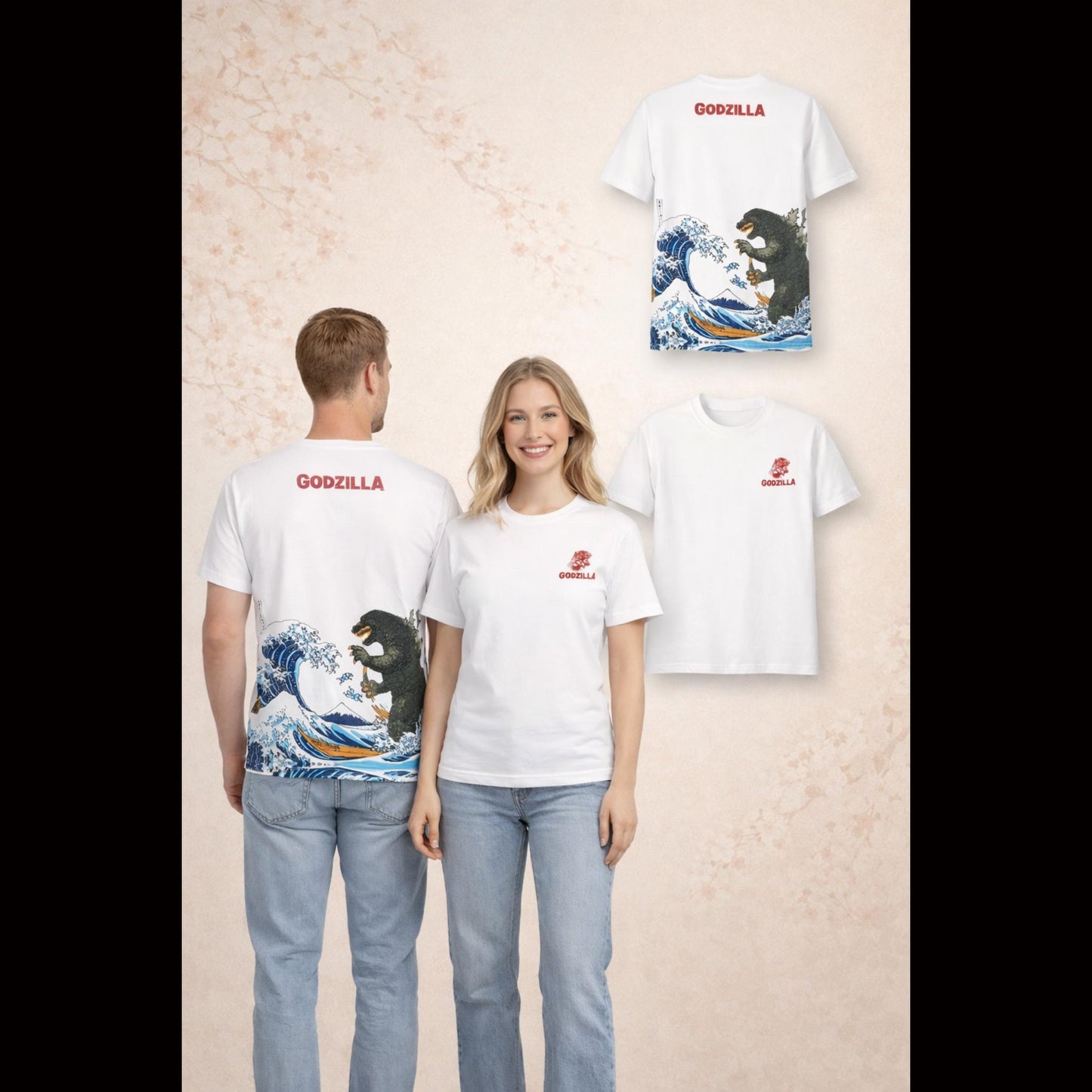 White short sleeve t-shirt - Godzilla