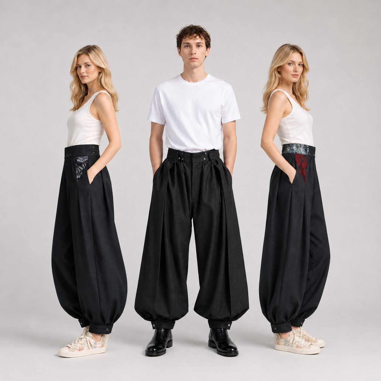 Pantalon Hakama Japonais – Coupe Large et Élégante - Noir élégant.