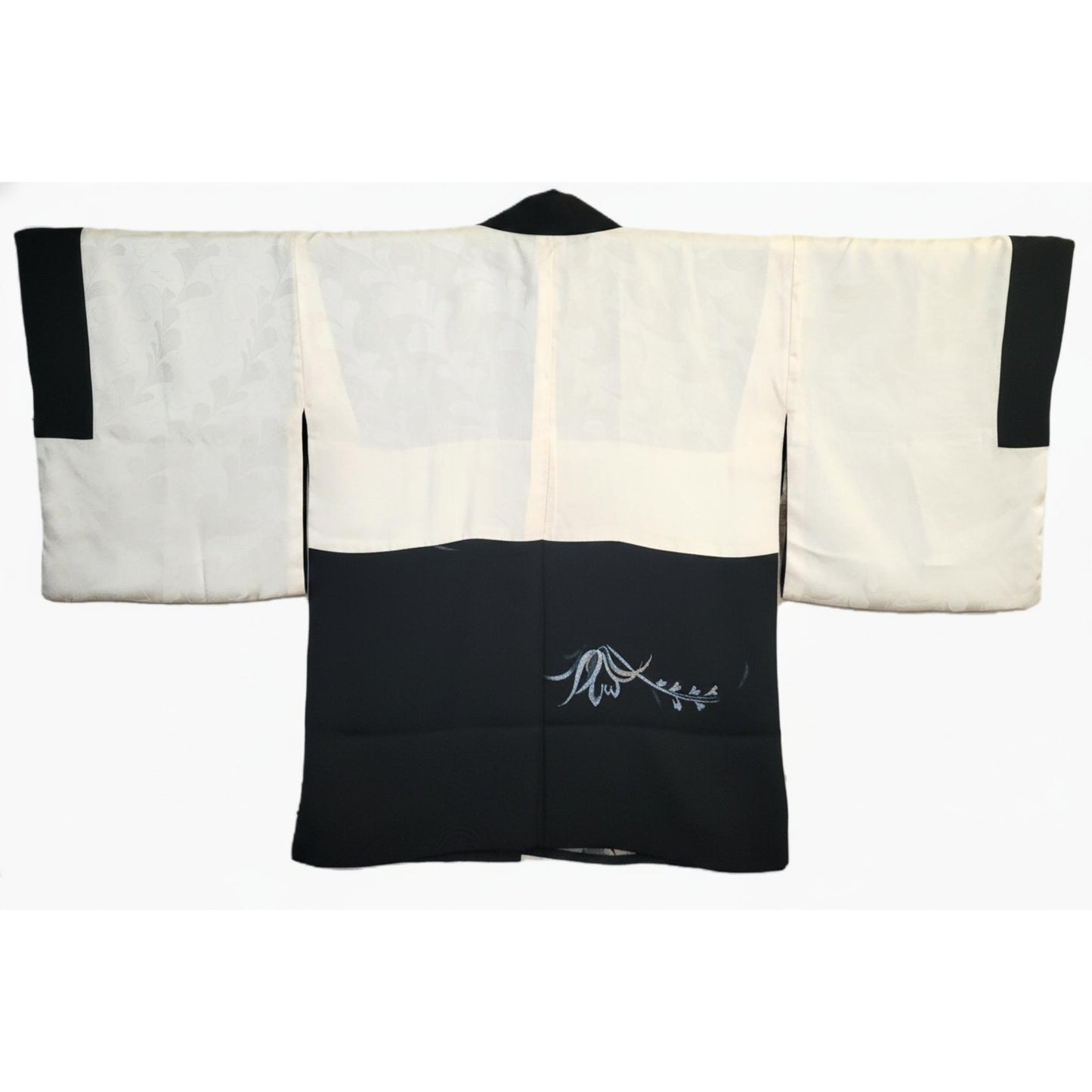 Vintage Japanese Silk Haori Jacket - Authentic Kimono Robe Noir [Inspiré du muguet]