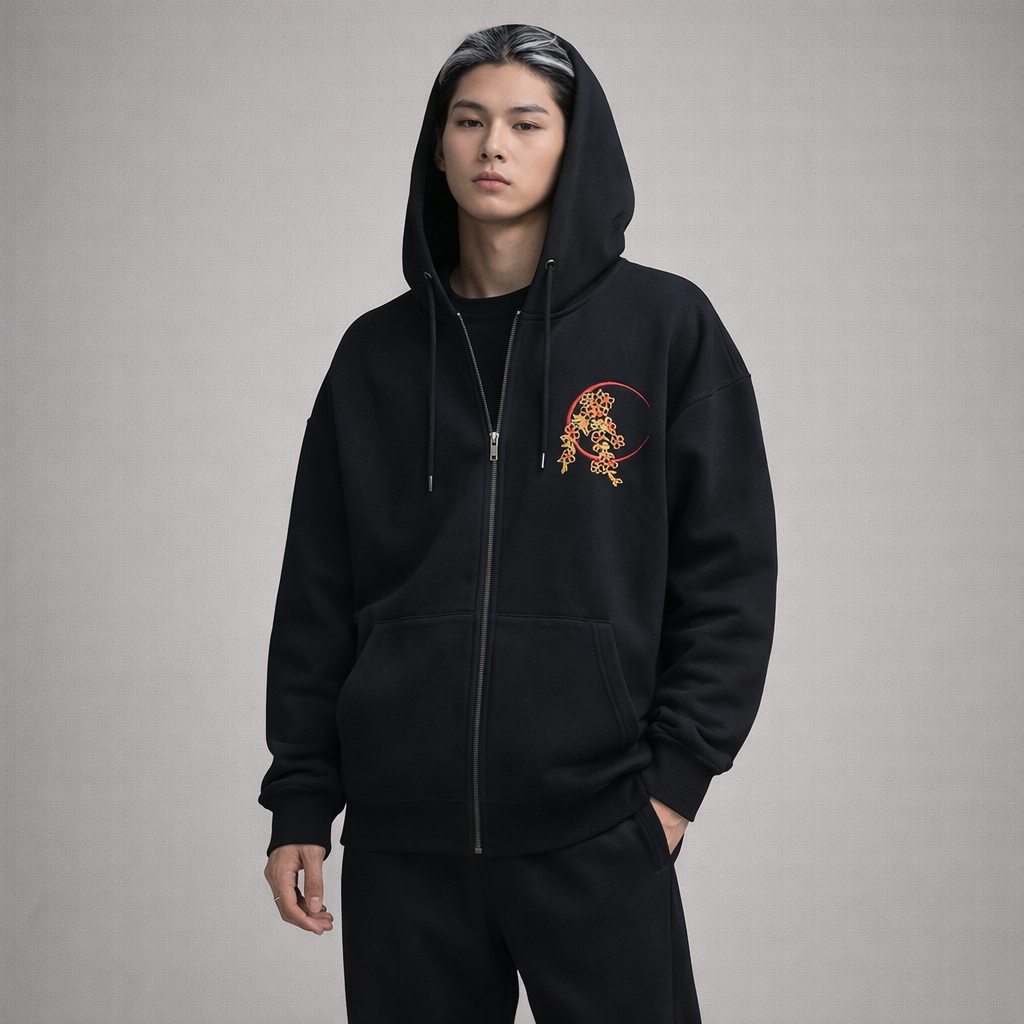 Hoodie Dragon & Lune Mystique - Élégance et Force Ancestrale