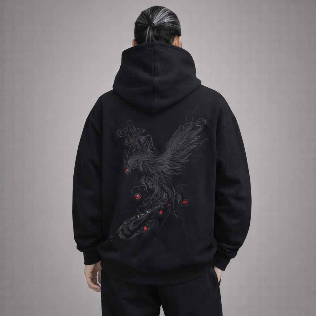 Hoodie Phénix Céleste - Black