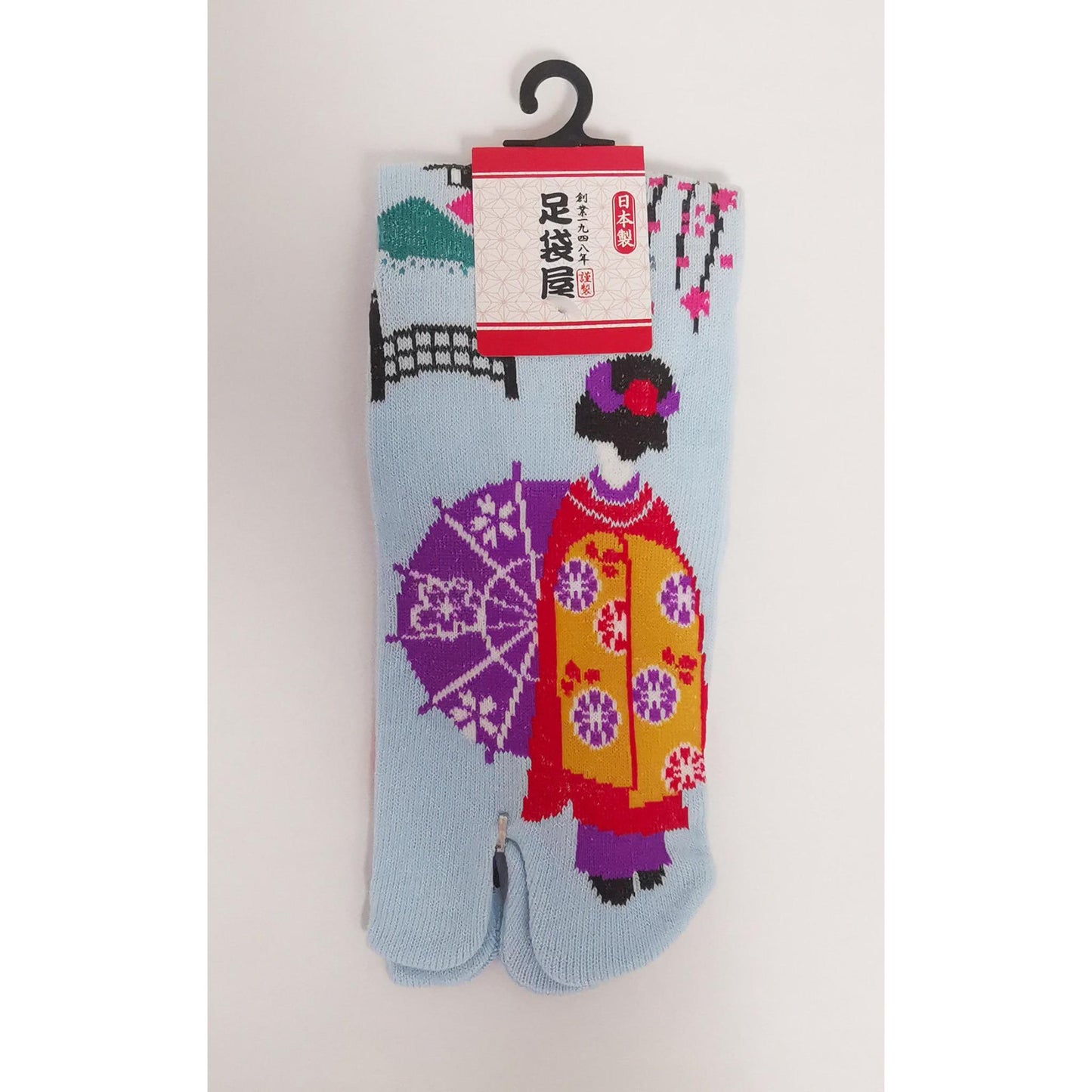 Chaussettes Japonaises Tabi en coton - Geisha avec Ombrelle