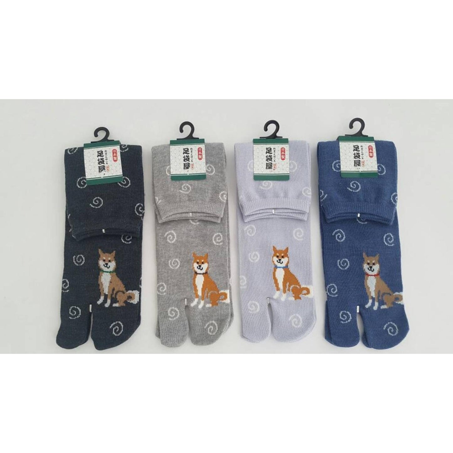 Chaussettes Japonaises Tabi en coton - Chien Shiba et Spirale Taille Large