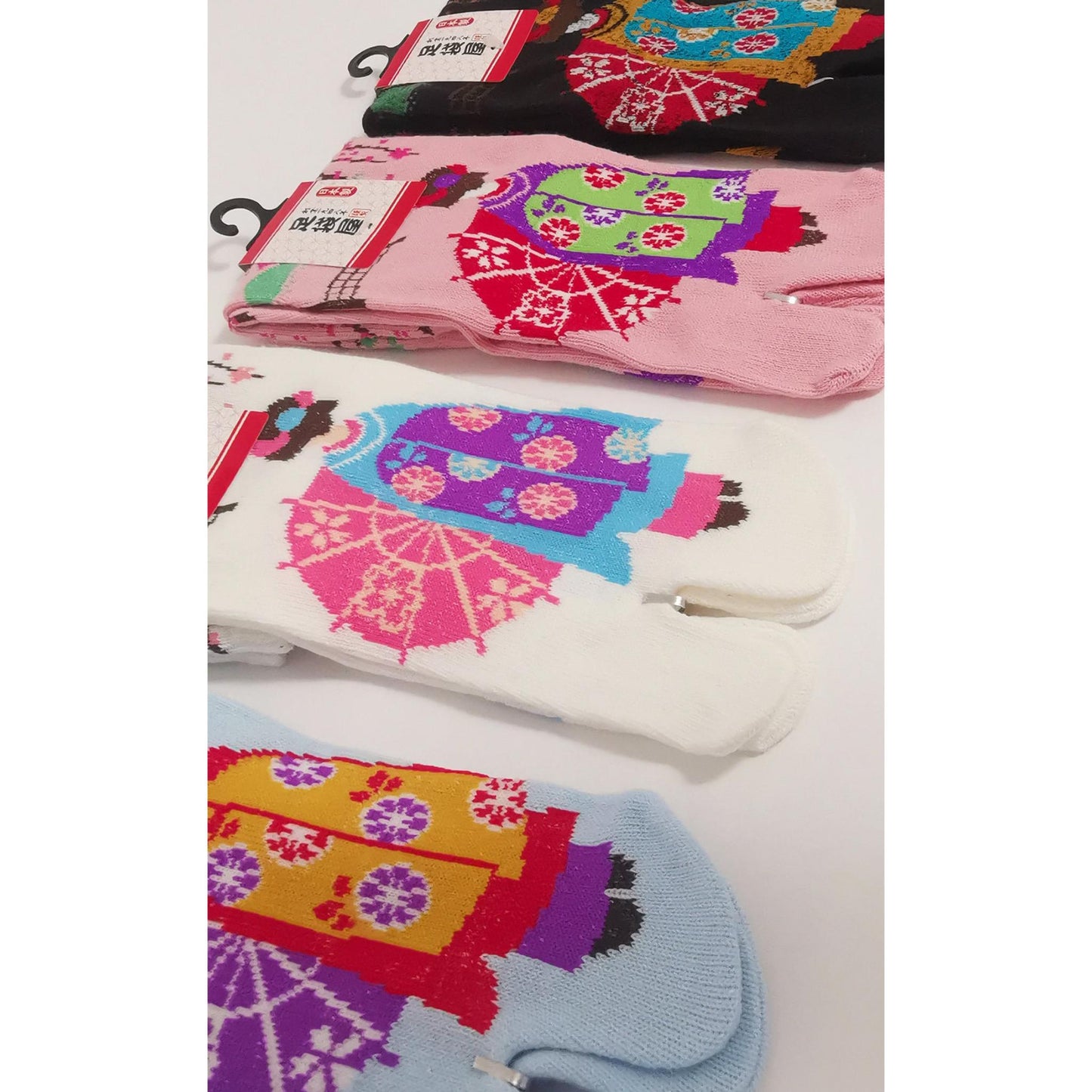 Chaussettes Japonaises Tabi en coton - Geisha avec Ombrelle