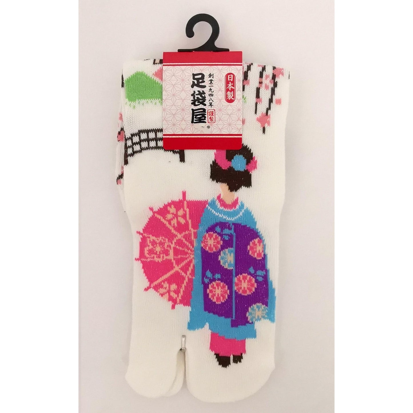 Chaussettes Japonaises Tabi en coton - Geisha avec Ombrelle