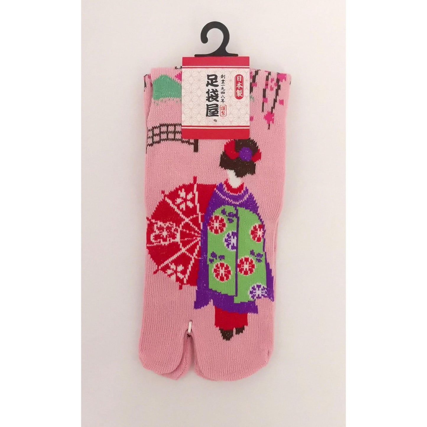 Chaussettes Japonaises Tabi en coton - Geisha avec Ombrelle