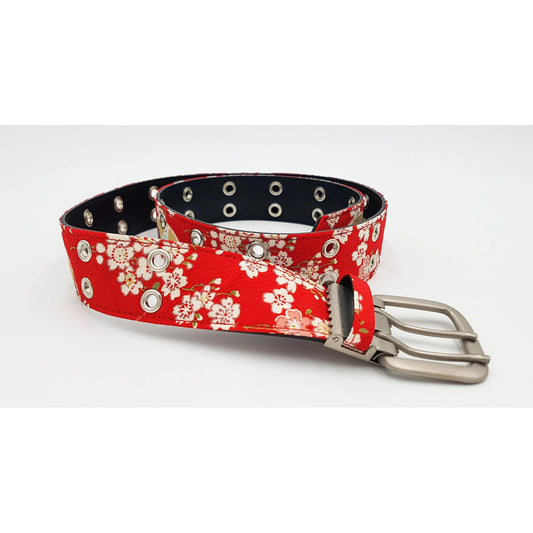 Ceinture japonaise imprimé Chirimen - Rouge