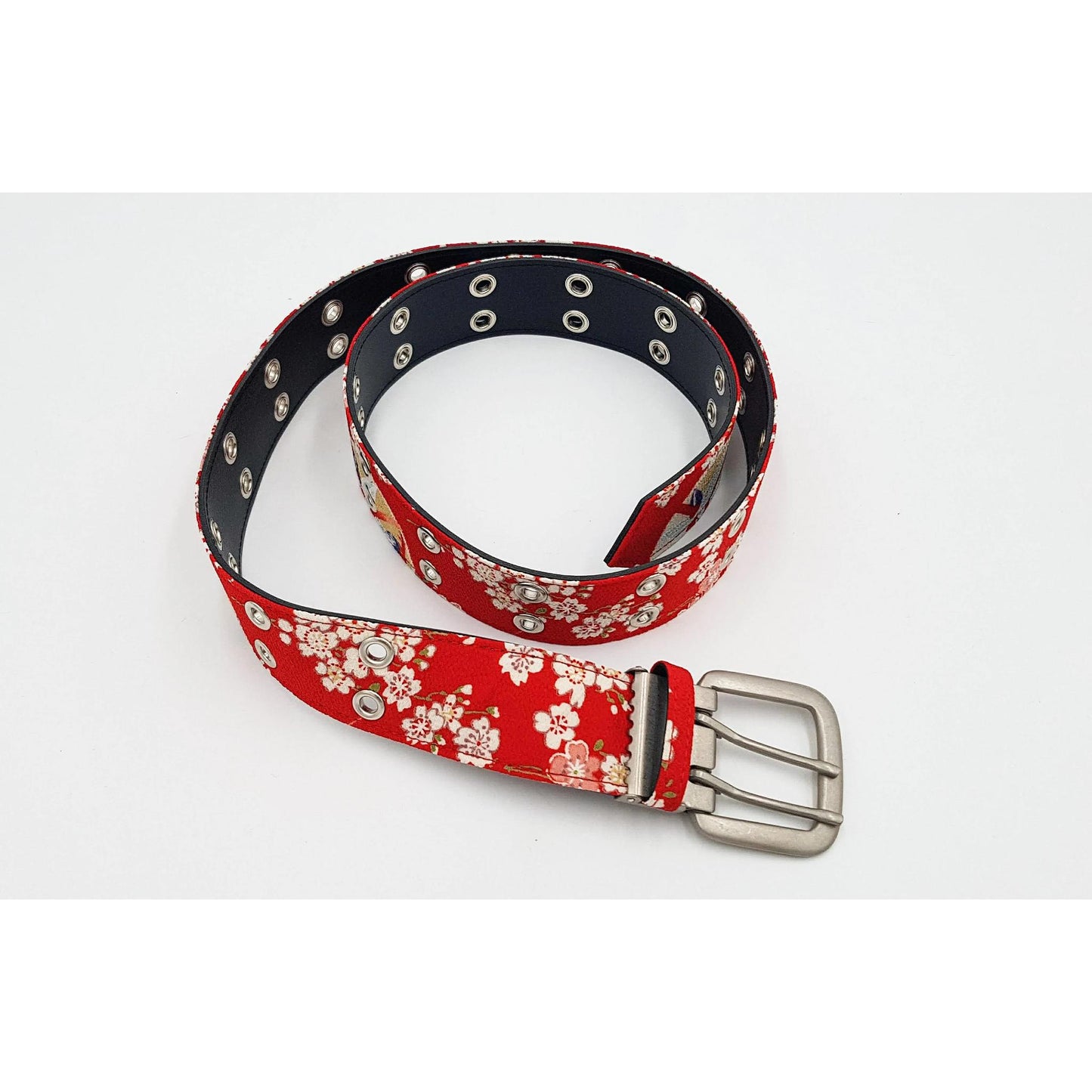 Ceinture japonaise imprimé Chirimen - Rouge