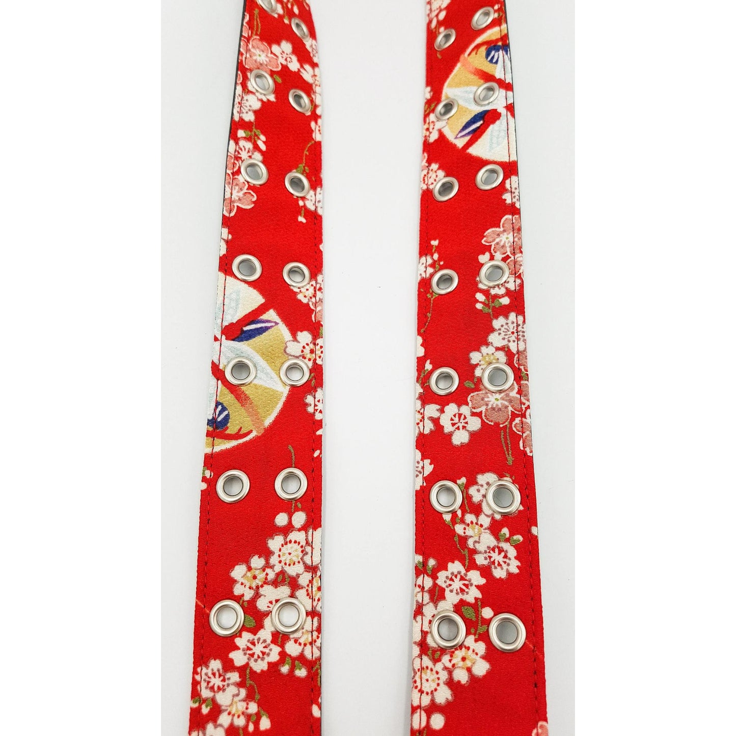 Ceinture japonaise imprimé Chirimen - Rouge