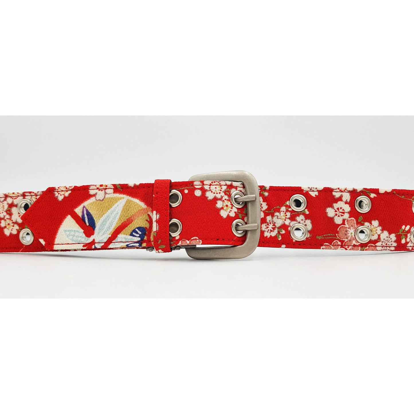 Ceinture japonaise imprimé Chirimen - Rouge