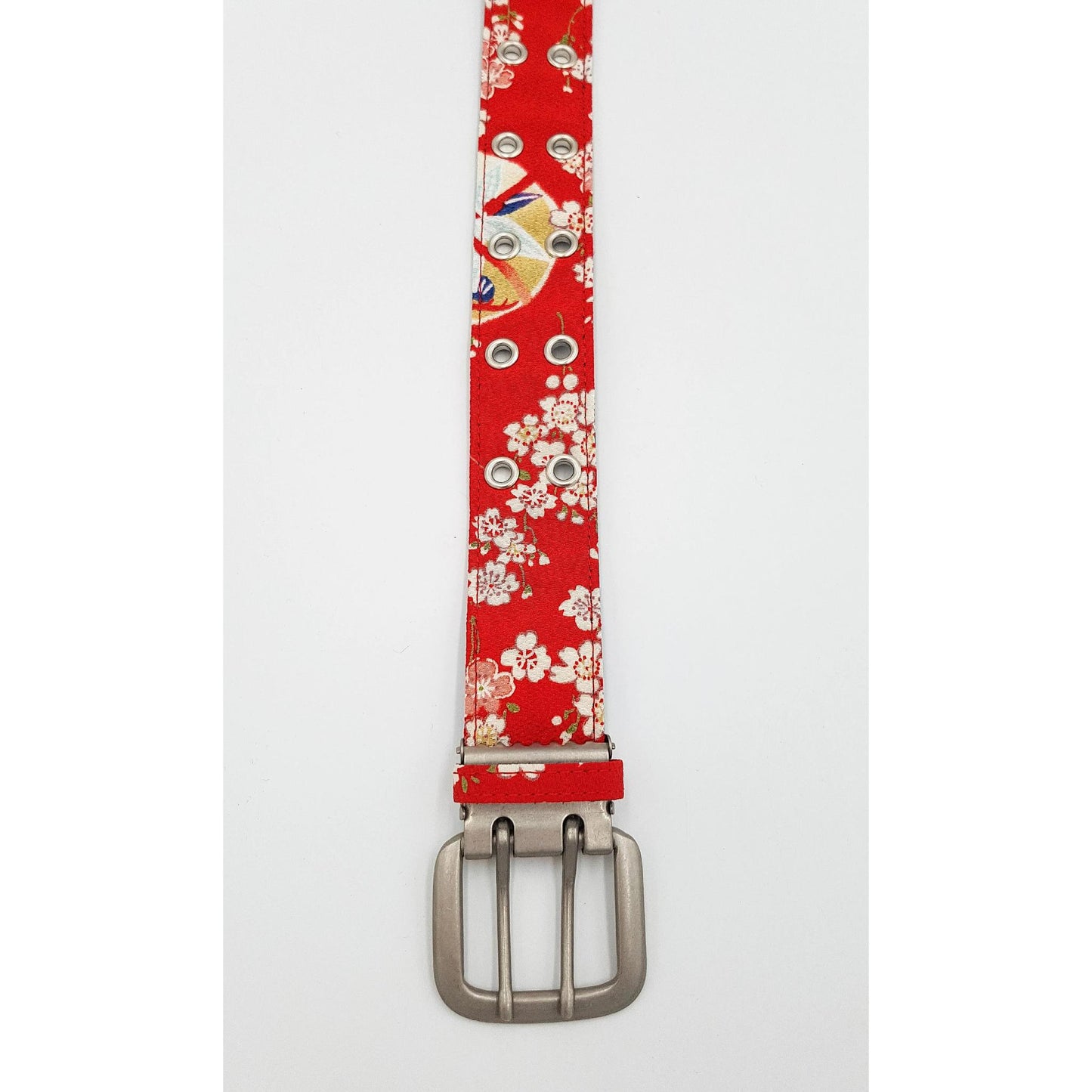 Ceinture japonaise imprimé Chirimen - Rouge