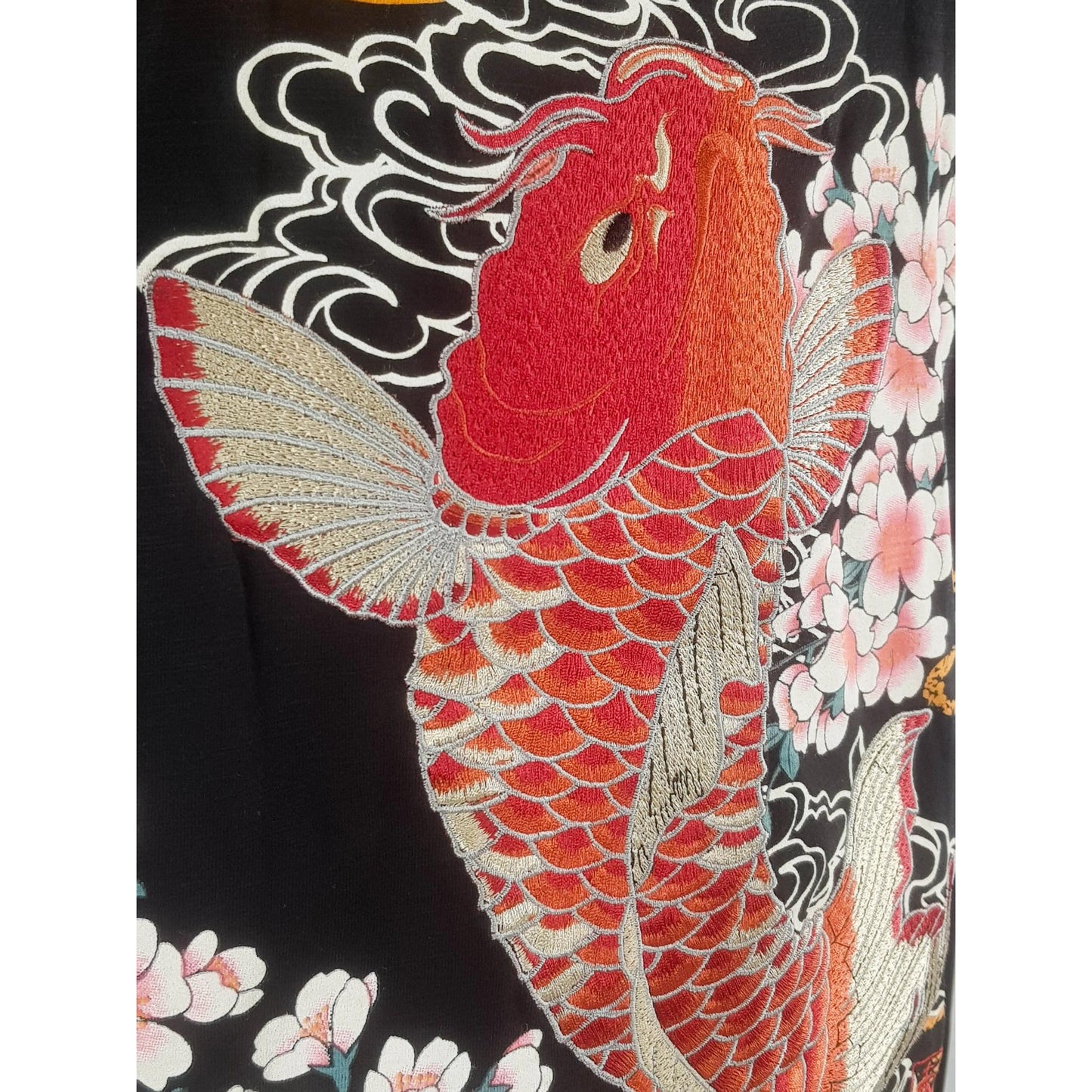 T-shirt à manches courtes noir - Koi rouge et clair de lune