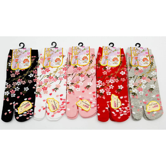 Chaussettes Japonaises Tabi en Coton - Branches de Cerisiers