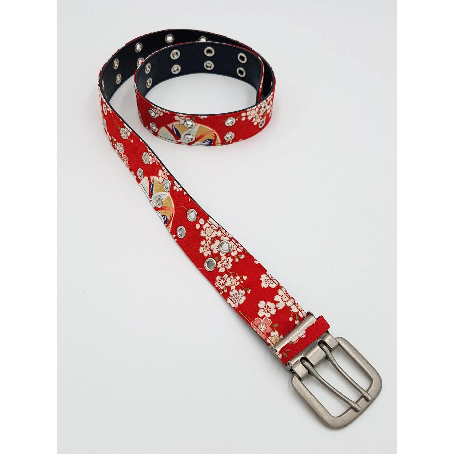 Ceinture japonaise imprimé Chirimen - Rouge