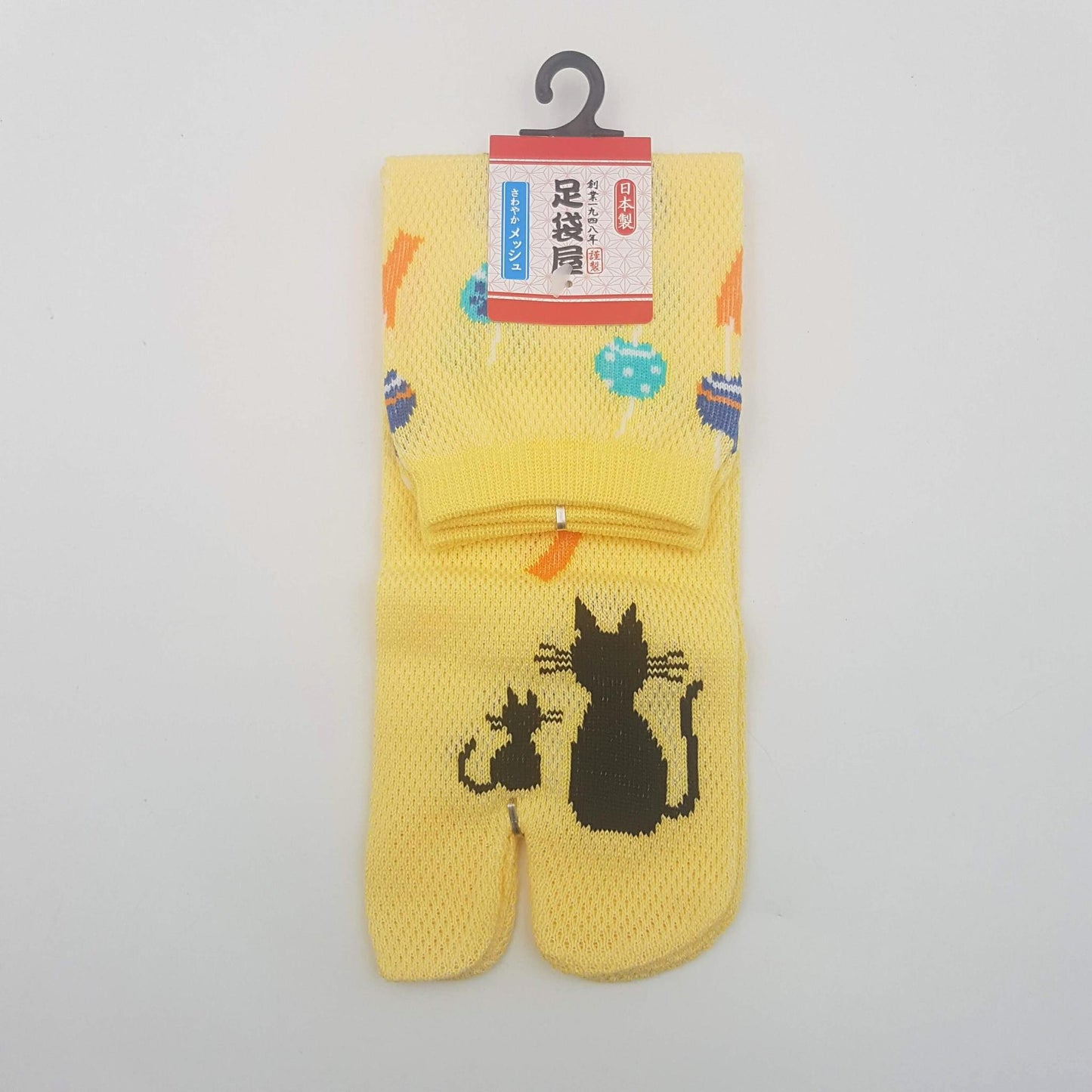 Chaussettes Japonaises Tabi en coton - Chat noir