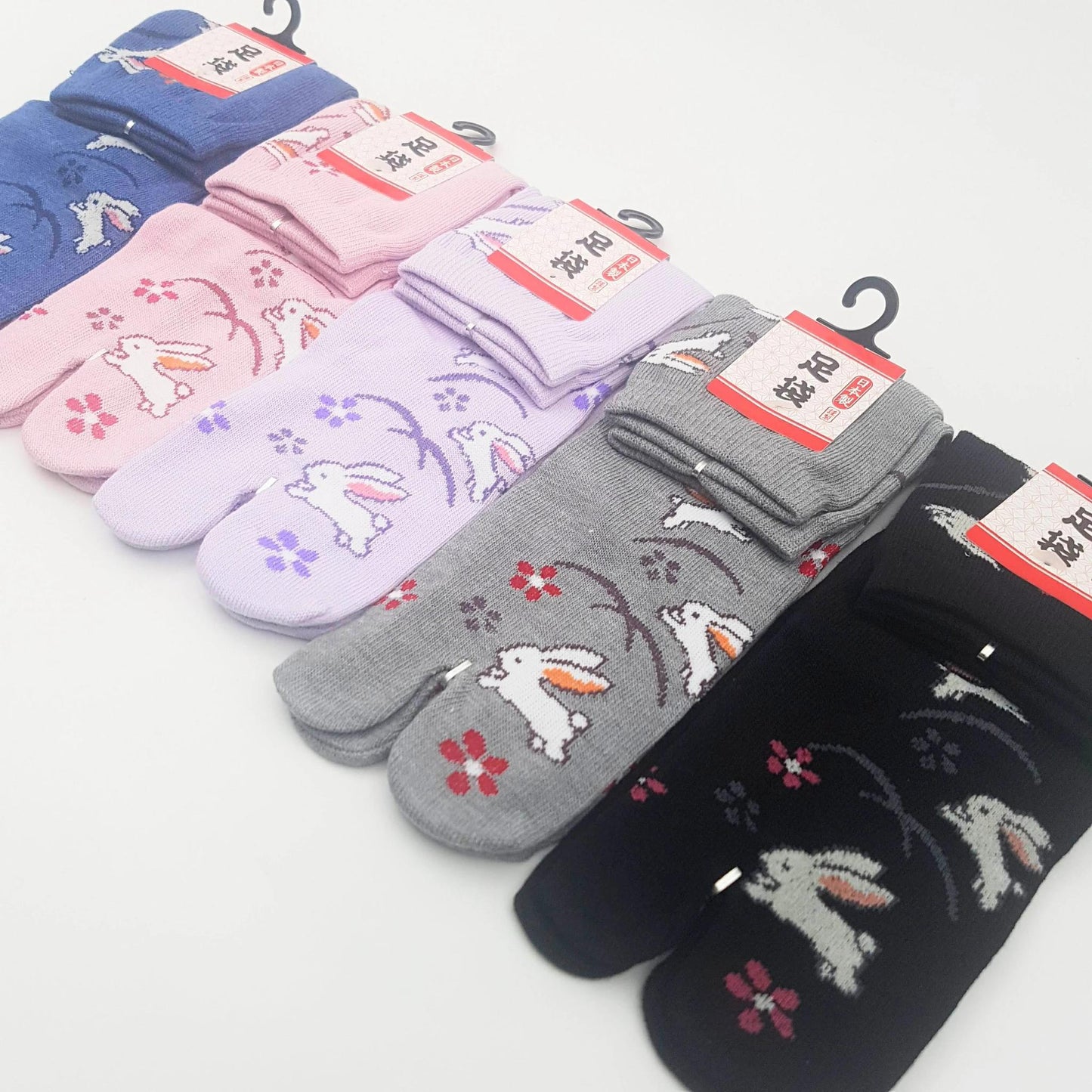 Chaussettes Japonaises Tabi en Coton - Lapin et Fleurs