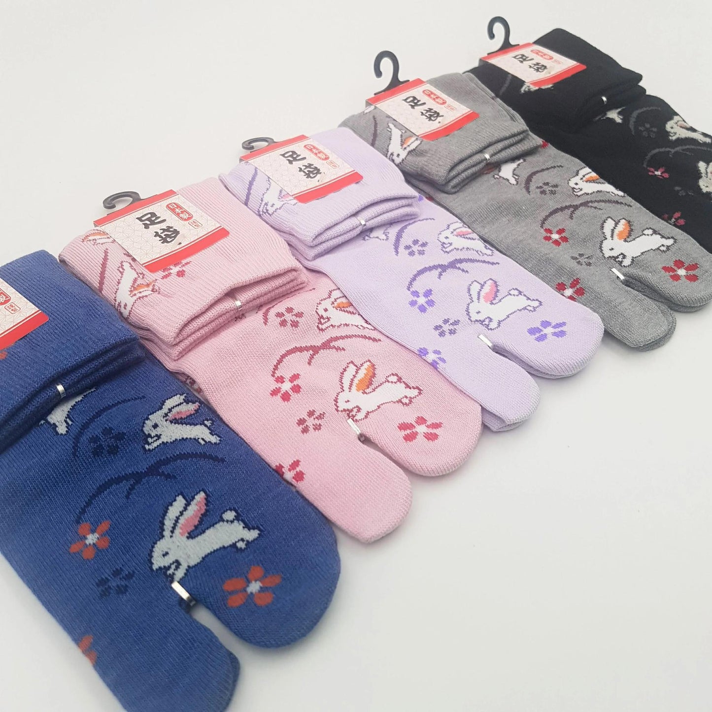 Chaussettes Japonaises Tabi en Coton - Lapin et Fleurs