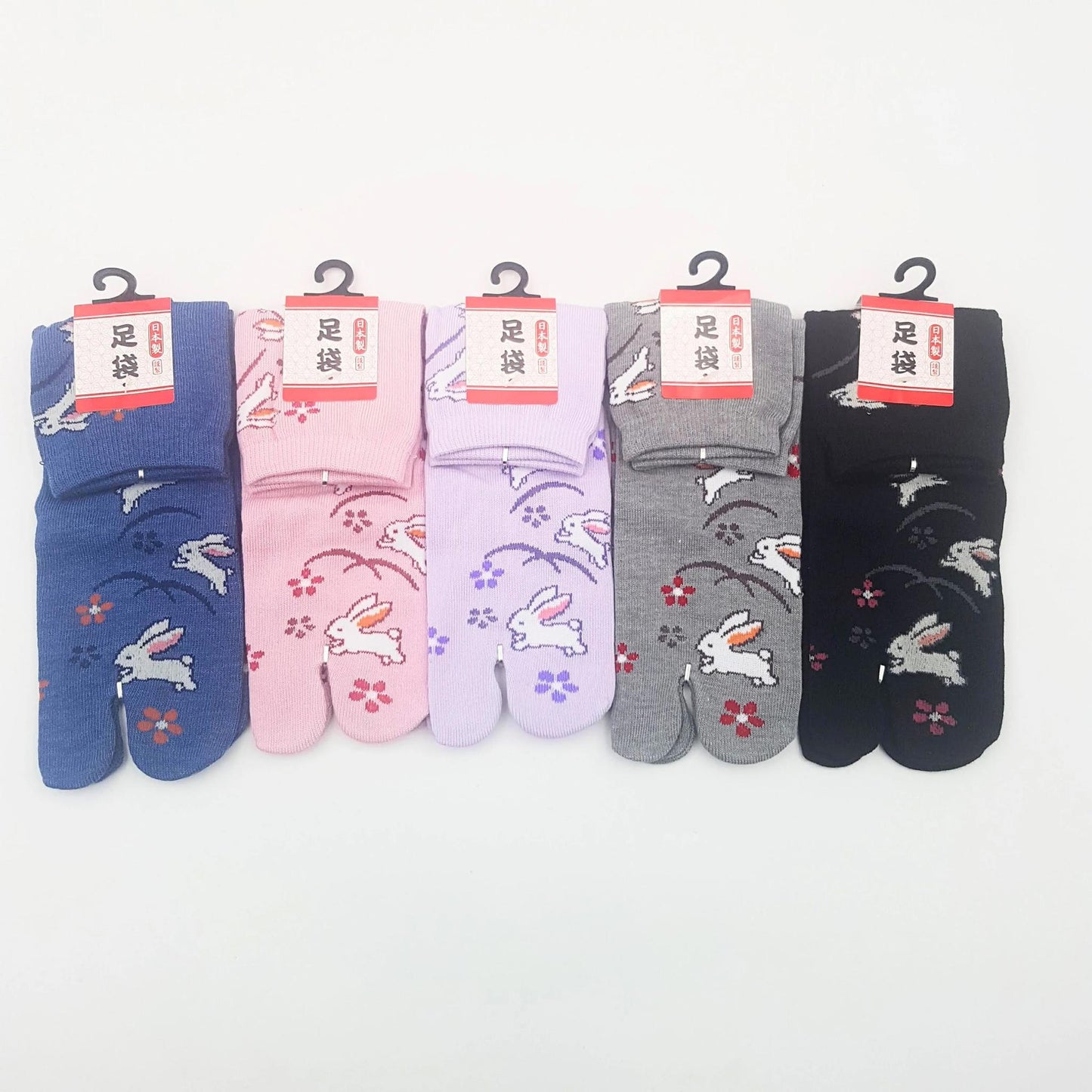 Chaussettes Japonaises Tabi en Coton - Lapin et Fleurs