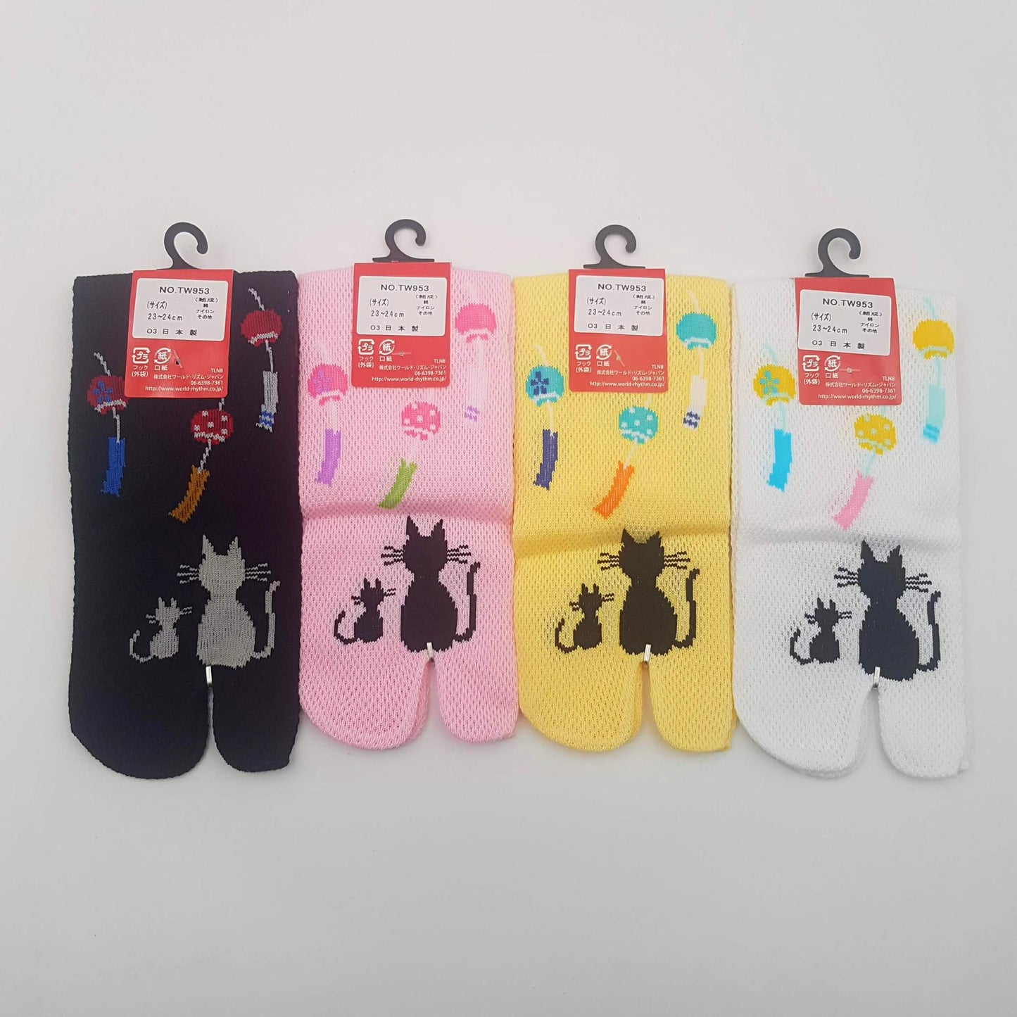 Chaussettes Japonaises Tabi en coton - Chat noir