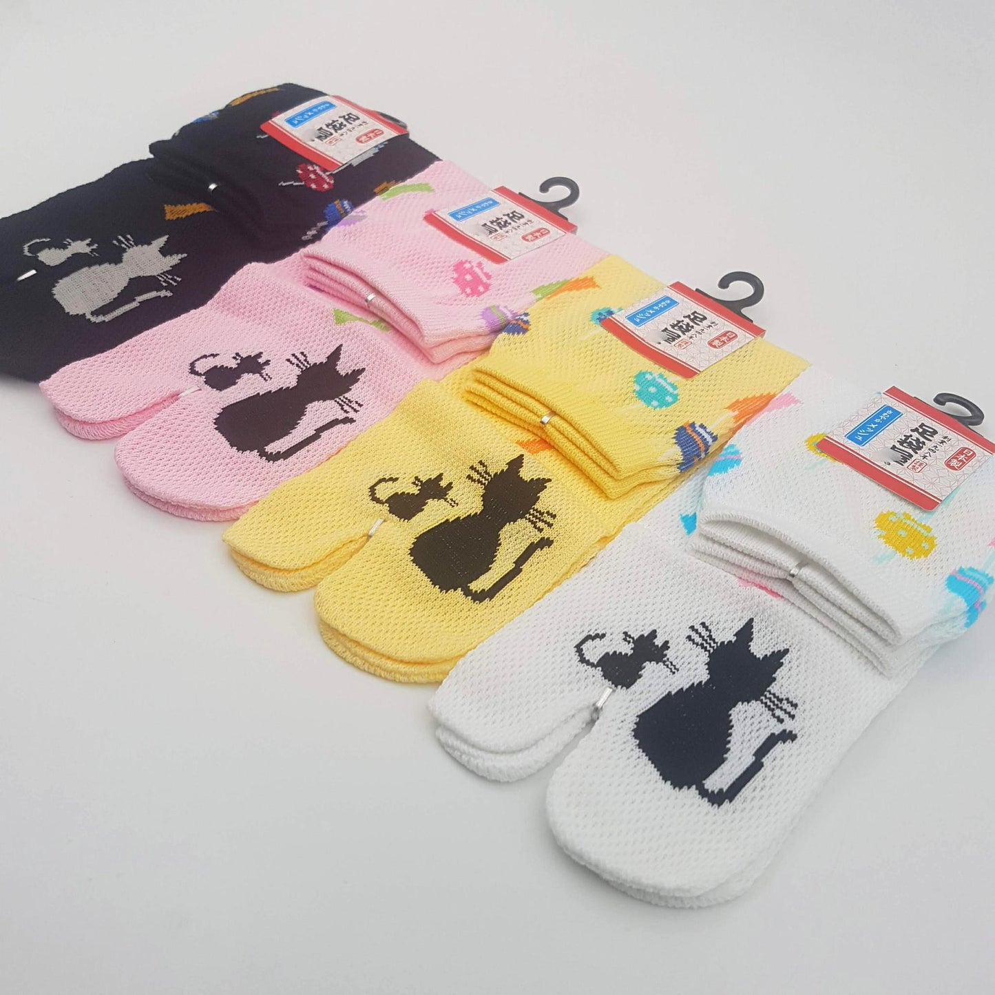 Chaussettes Japonaises Tabi en coton - Chat noir