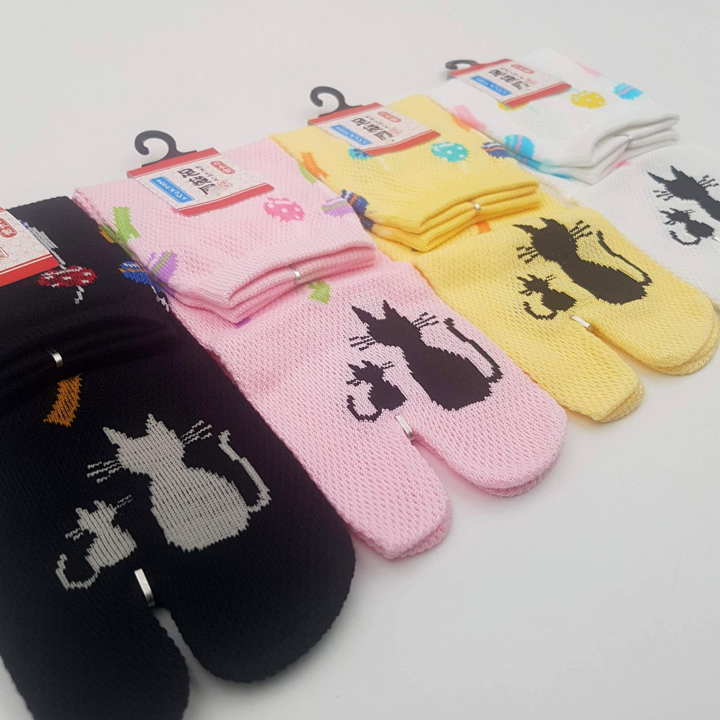 Chaussettes Japonaises Tabi en coton - Chat noir