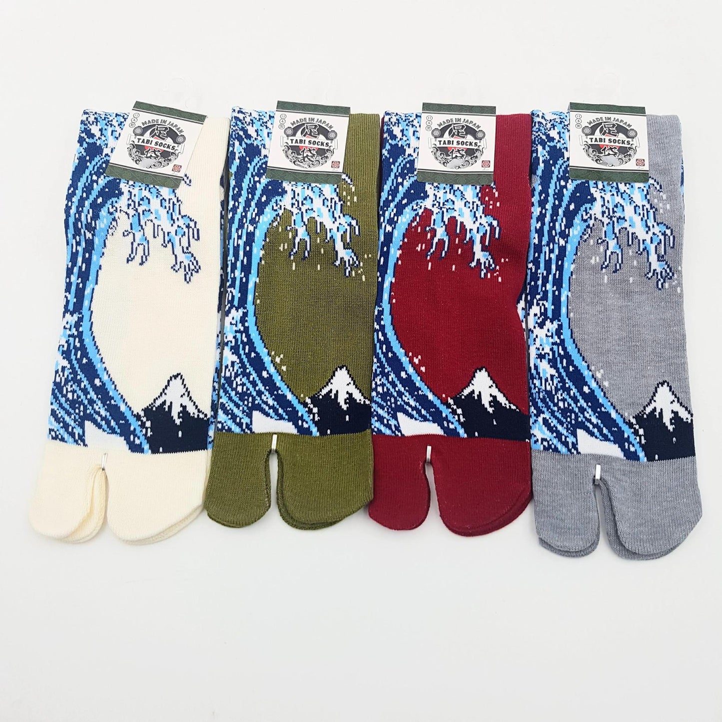 Chaussettes Japonaises Tabi en Coton - Hokusai Vague Taille Large