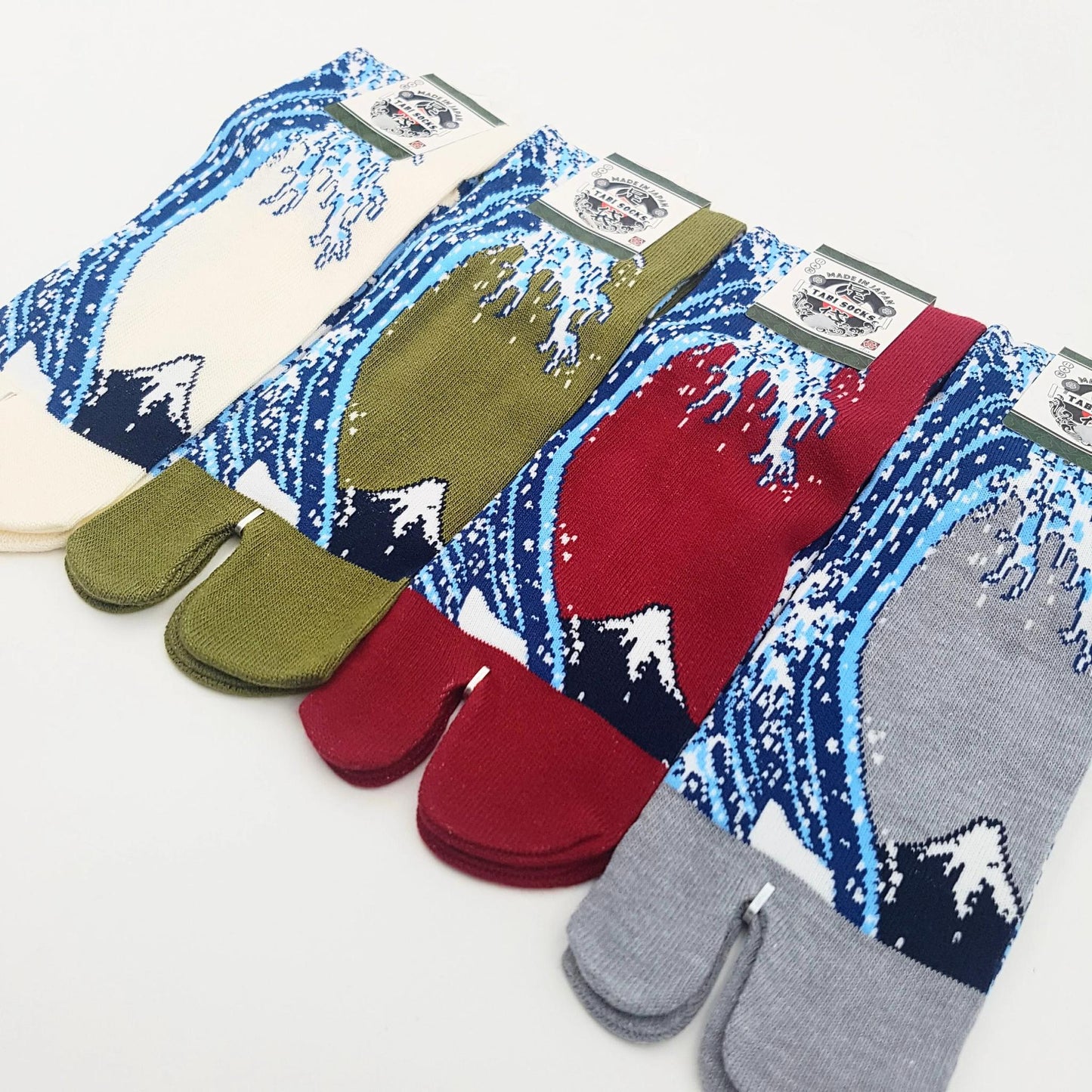 Chaussettes Japonaises Tabi en Coton - Hokusai Vague Taille Large