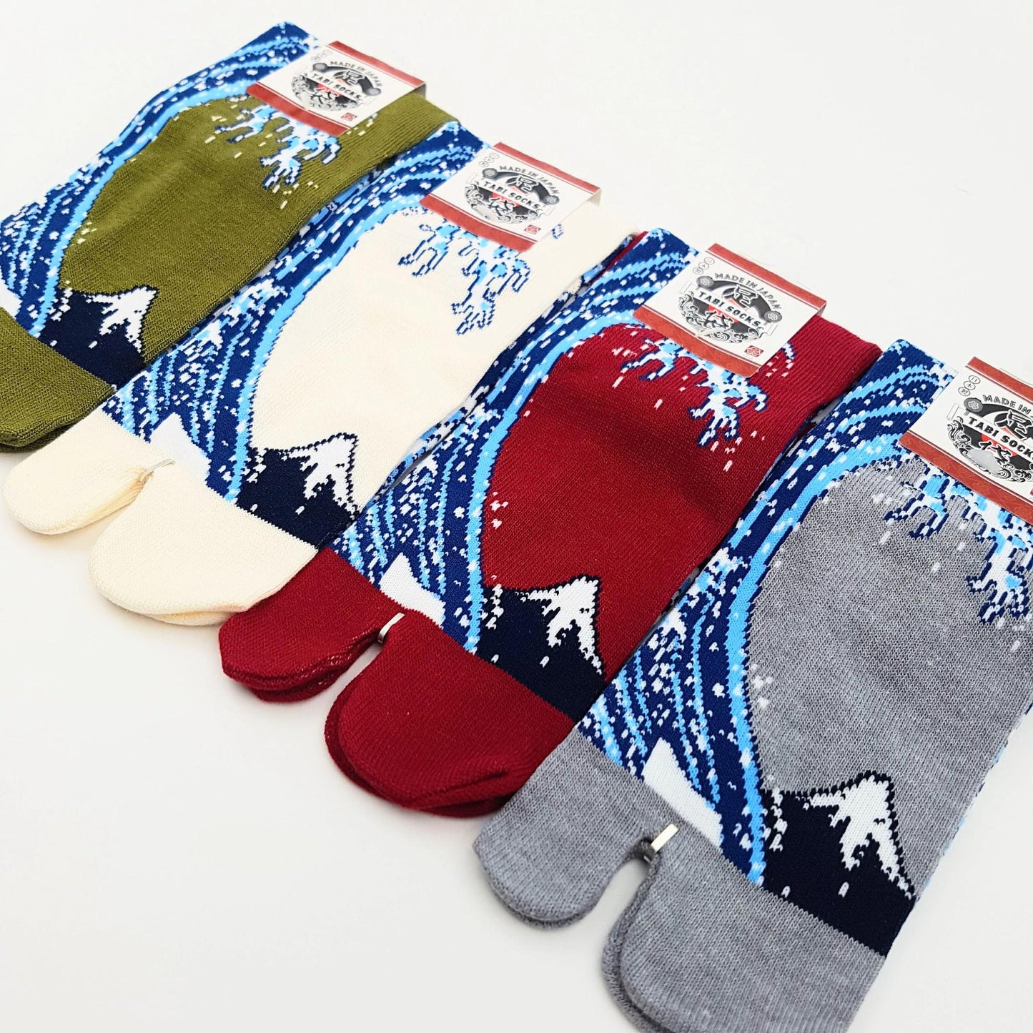 Chaussettes Japonaises Tabi en Coton - Hokusai Vague