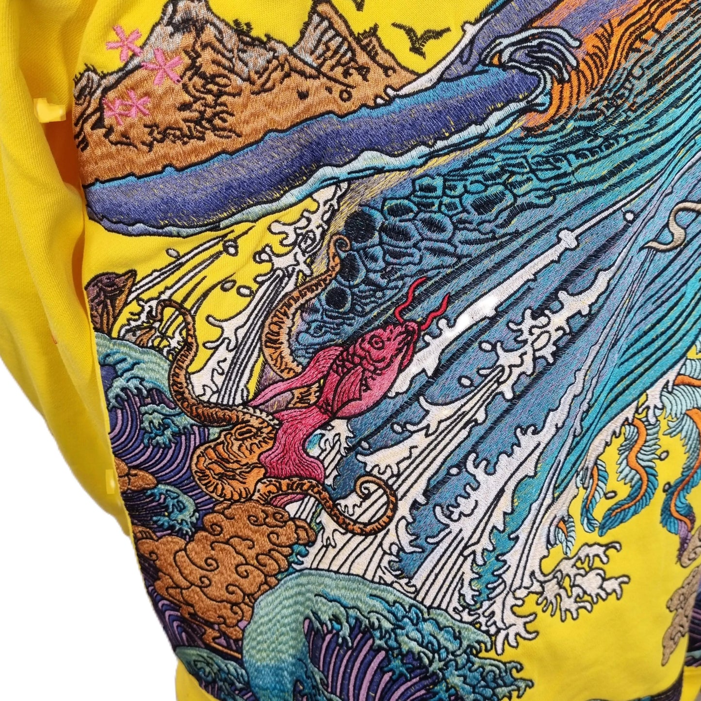 Hoodie broderie Baleine - Jaune