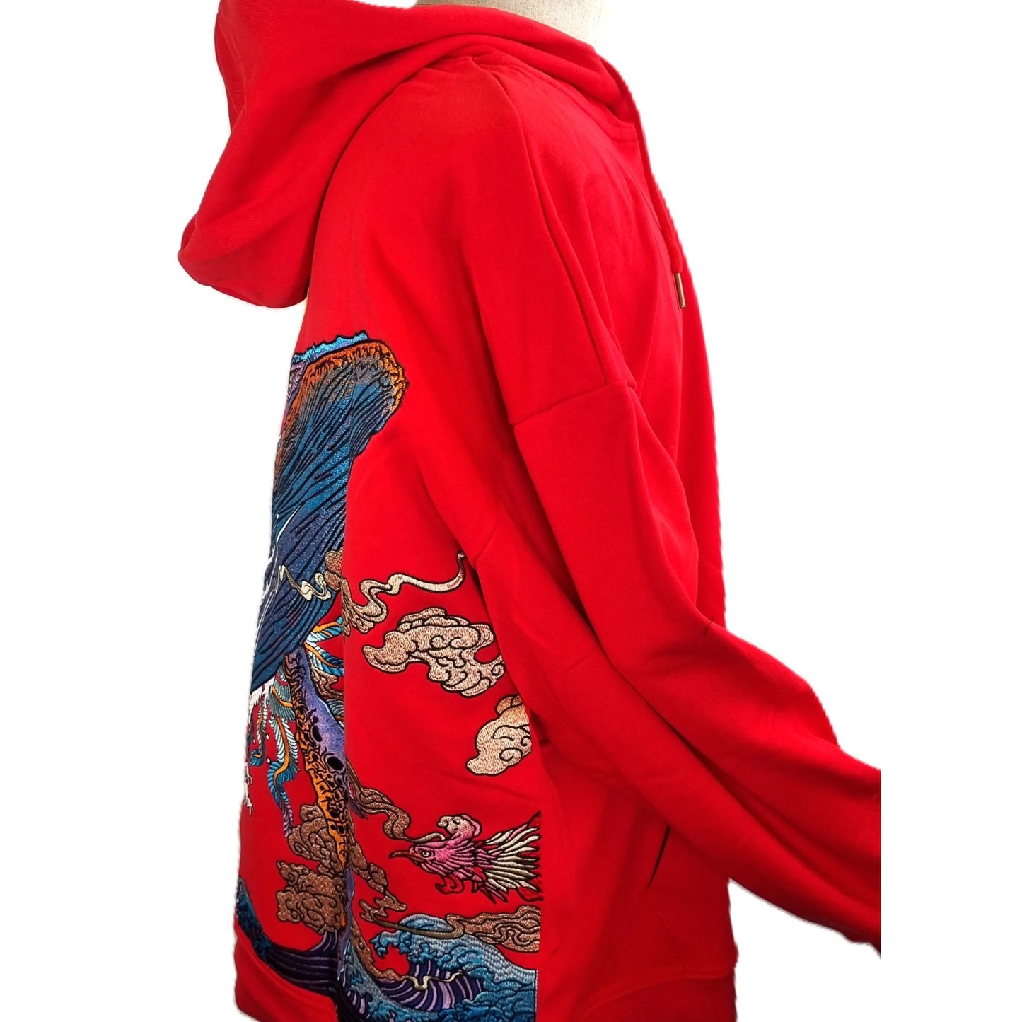 Hoodie broderie Baleine - Rouge