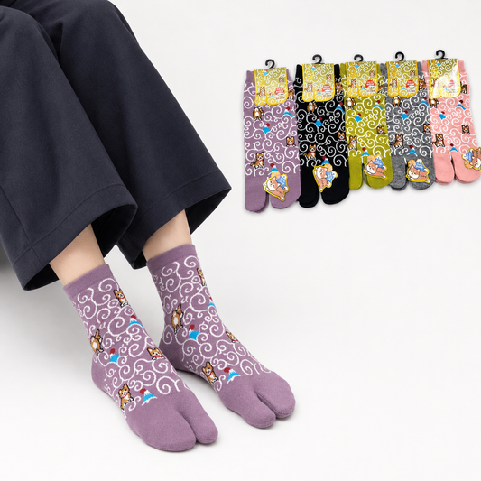 Chaussettes Japonaises Tabi - Motif Shiba chen Taille EU34-40