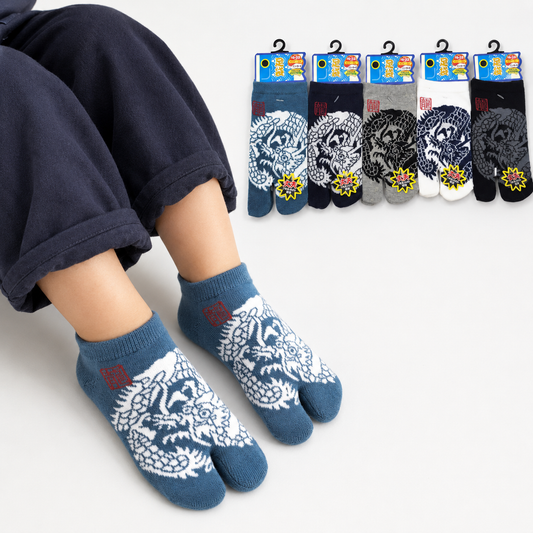 Chaussettes Japonaises Tabi enfant en Coton et Motif Dragon Taille 26-34