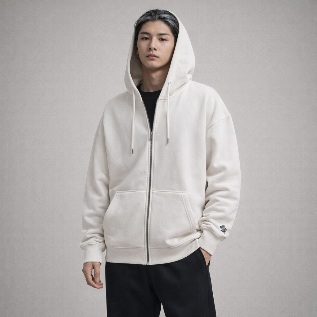 Hoodie broderie Baleine - Blanc