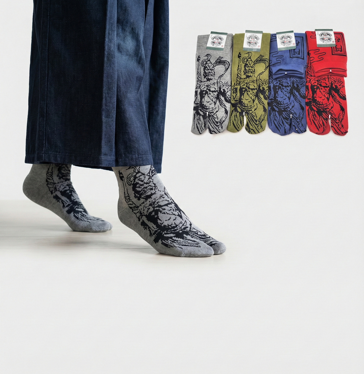 Japanese Tabi Socks - Nioh Pattern Buddhist Guardian Deities Size EU40-45