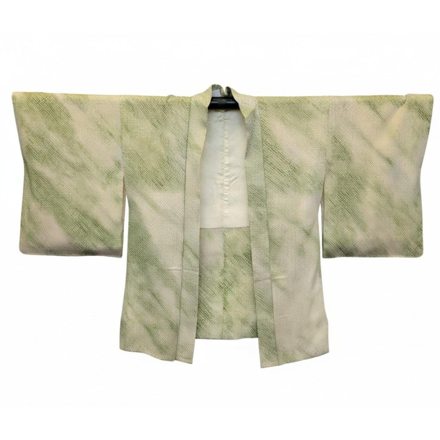 Veste Kimono Haori en Soie Vintage – Art Traditionnel du Shibori (Teinture à la main) Vert