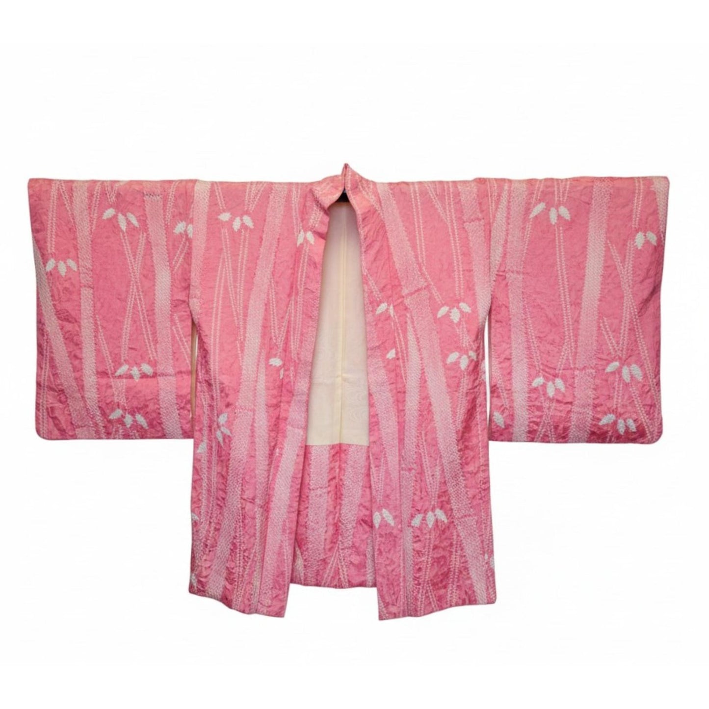 Veste Kimono Haori en Soie Vintage – Art Traditionnel du Shibori (Teinture à la main) Rose