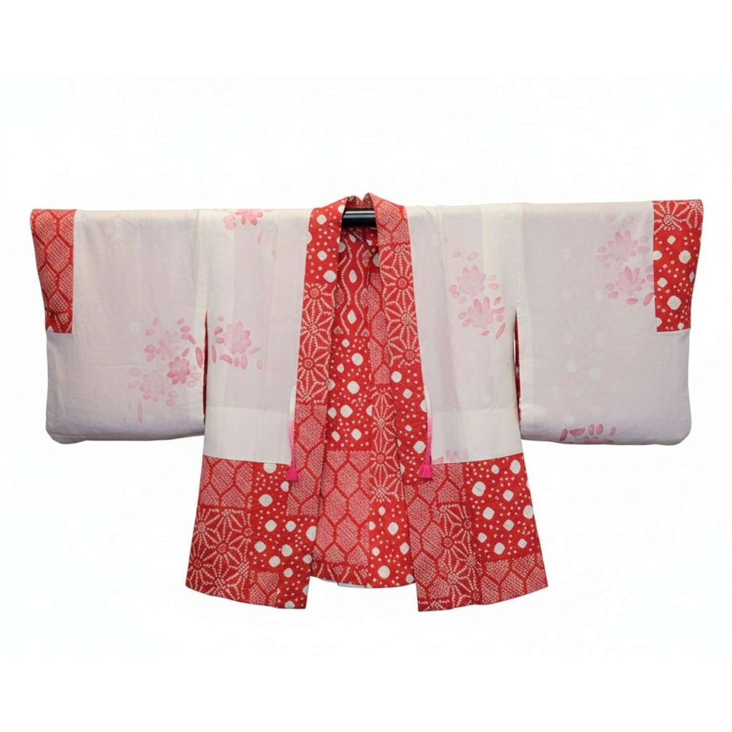 Veste Kimono Haori en Soie Vintage – Art Traditionnel du Shibori (Teinture à la main) Rouge
