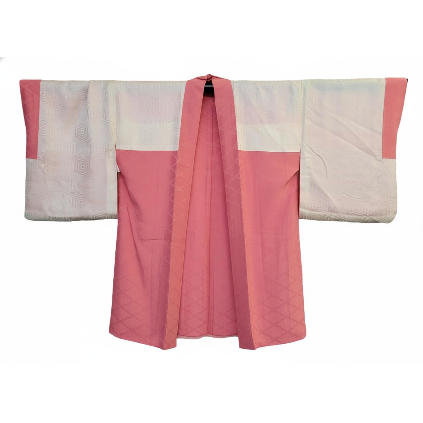 Vintage Japanese Silk Haori Jacket - Authentic Kimono Robe [Rose à rayures]