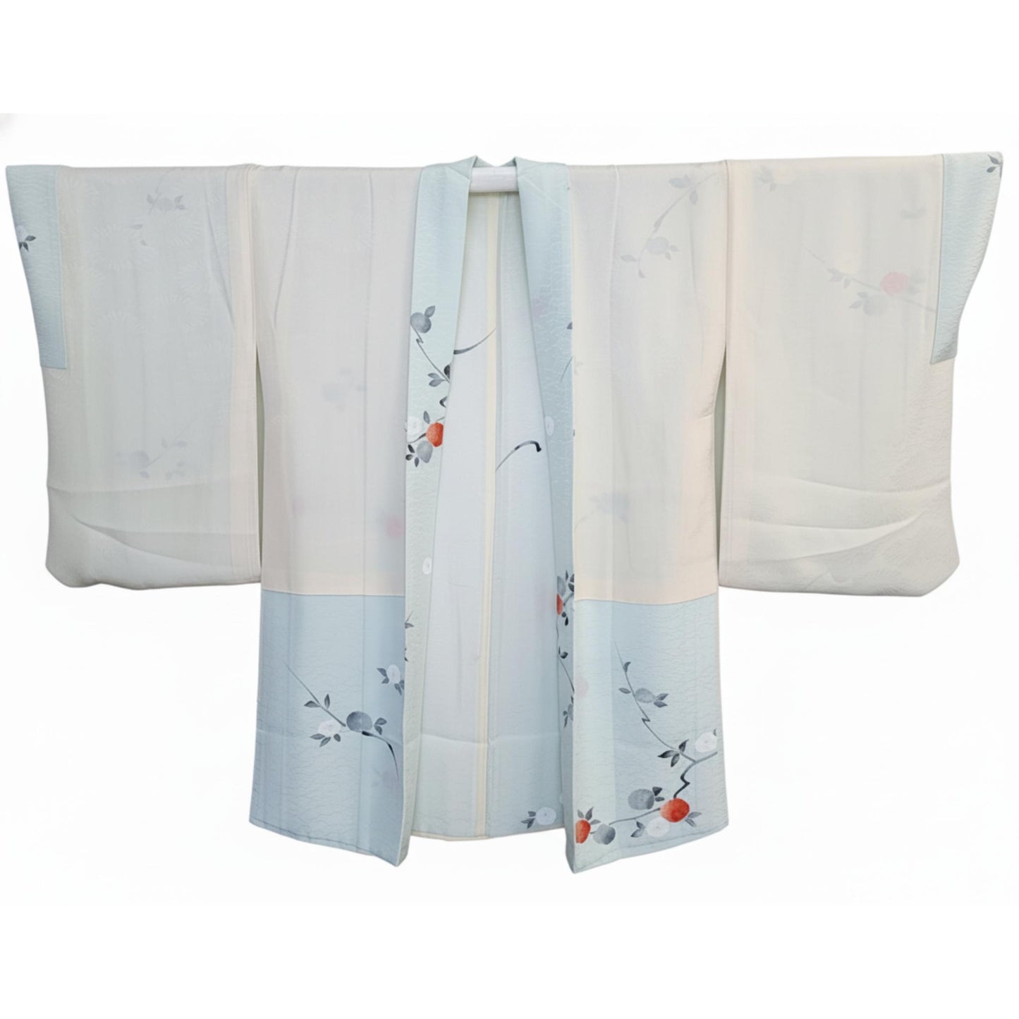 Vintage Japanese Silk Haori Jacket - Authentic Kimono Robe Pastel Green [Des camélias]