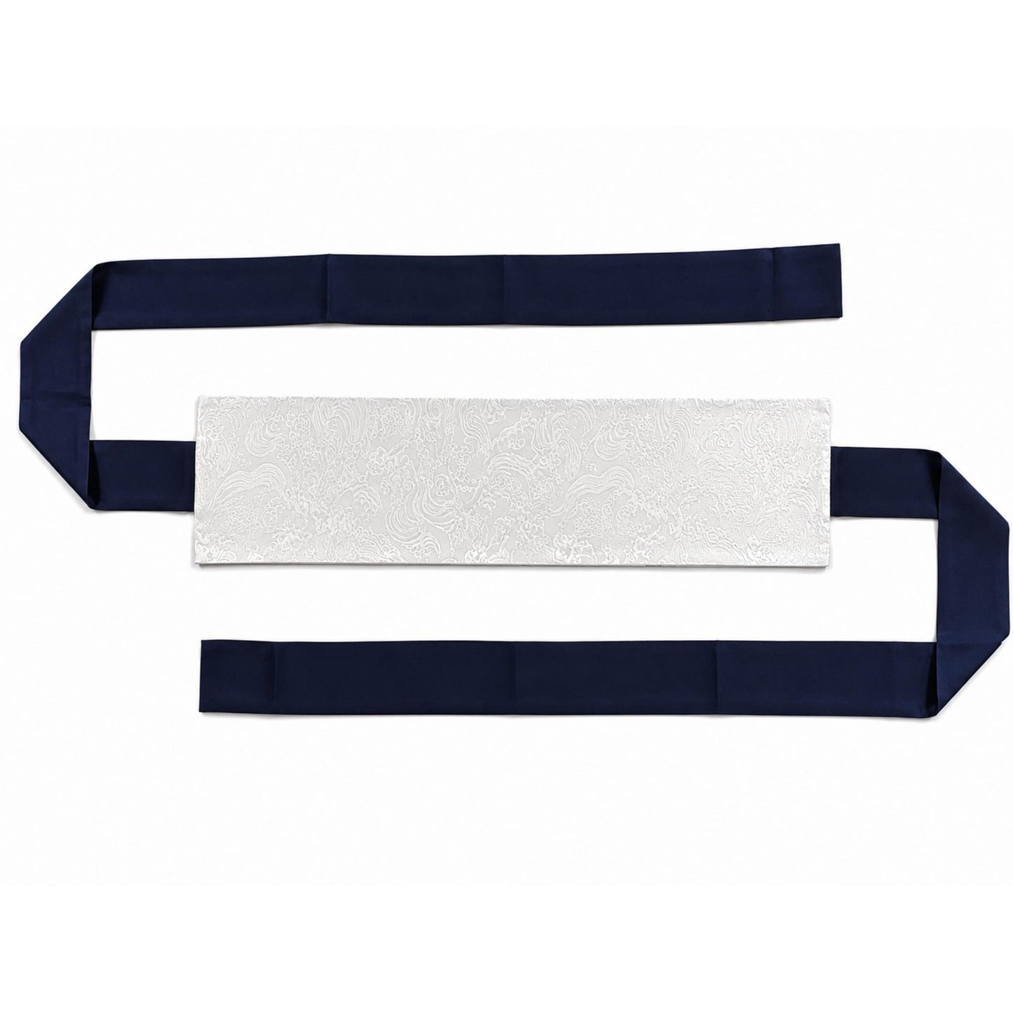 Ceinture réversible Musubi en coton -  Fleur de prunier - Marine Blanc