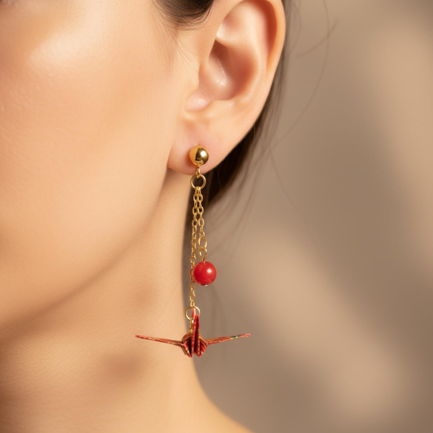 Boucles d'oreilles Gru - Vert, Rouge, Violet, Rouge Doree AOI