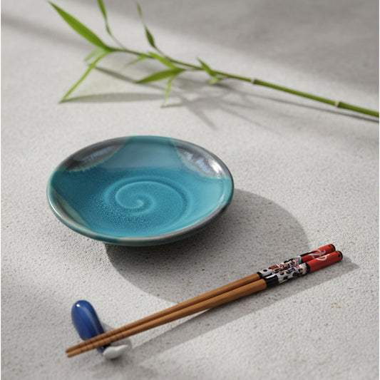 ASSIETTE TURQUOISE SPIRALE