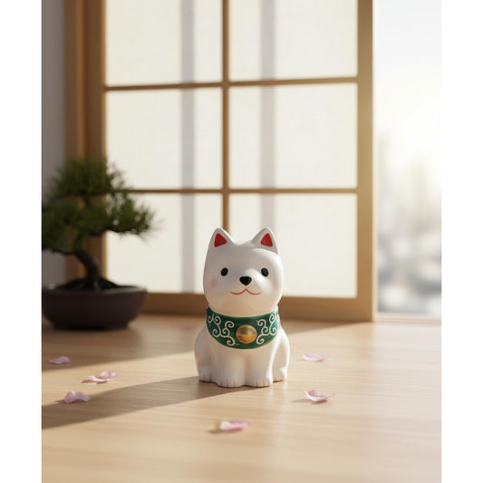 Figurine Chien Shiba Blanc Assis